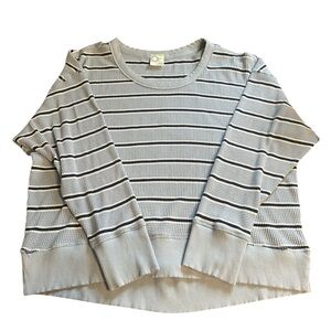 Offline by Aerie Waffle Knit Striped Long Sleeve Top Blue White Navy Size M